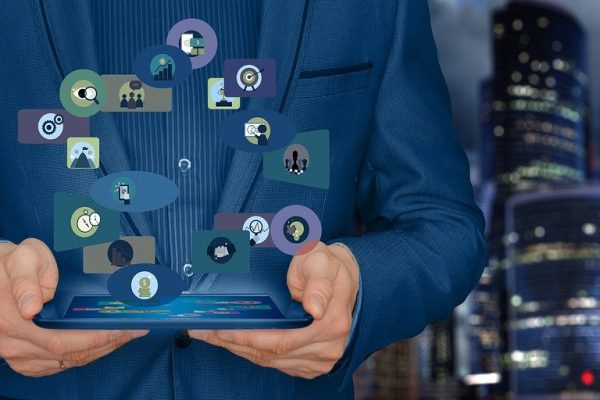 businessman, network, icons
